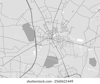 Vector city map of Zgierz in Poland with black roads isolated on a grey background