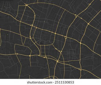 Vector city map of Zhangjiagang in the People's Republic of China with yellow roads isolated on a brown background.