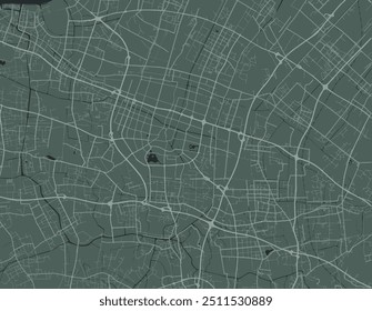 Vector stadsplattegrond van Zhangjiagang in de Volksrepubliek China met witte wegen geïsoleerd op een groene achtergrond.