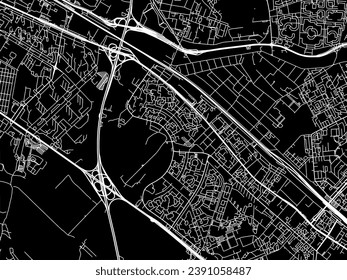 Vector city map of Zhulebino in the Russian Federation with white roads isolated on a black background.