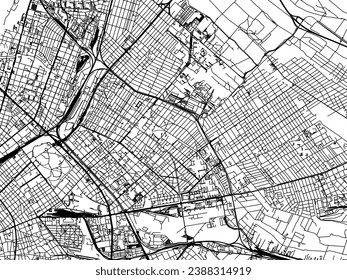 Vector city map of Zuglo in Hungary with black roads isolated on a white background.