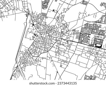 Vector city map of Zumpango in Mexico with black roads isolated on a white background.