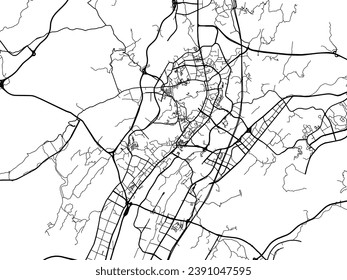 Vector city map of Zunyi in the People's Republic of China (PRC) with black roads isolated on a white background.