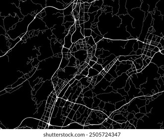 Vector city map of Zunyi in the People's Republic of China with white roads isolated on a black background.