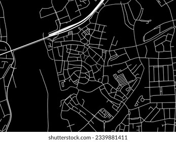 Vector city map of Zutphen Centrum in the Netherlands with white roads isolated on a black background.