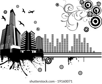 vector city music illustration