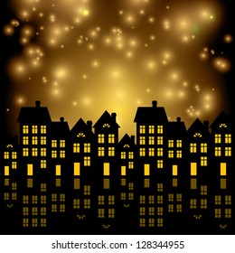 vector city at night with lights