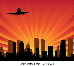 vector city and a plane