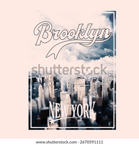 Vector City print design artwork. vintage city for Brooklyn in New York city. vector tee t-shirt print design for college vibes