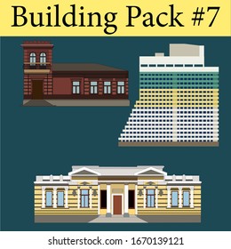 Vector city public buildings set Urban buildings facades and architectural structures EPS 10