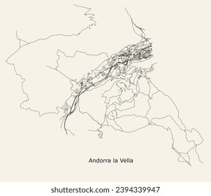 Vector city road map of Andorra la Vella