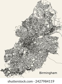 Vector Stadt Straßenkarte von Birmingham, Großbritannien