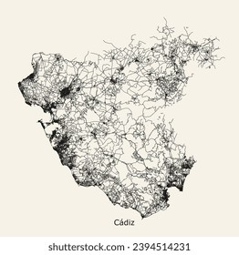 Vector city road map of Cadiz, Spain