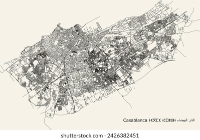 Vector city road map of Casablanca, Morocco