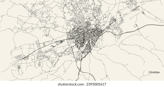 Vector city road map of Cordoba, Spain