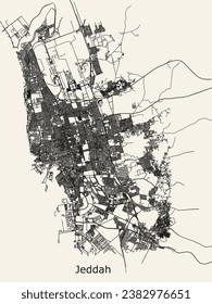 Vector city road map of Jeddah, Saudi Arabia