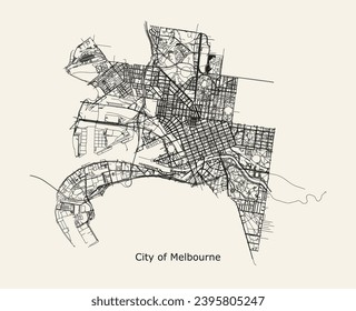 Vector city road map of Melbourne, Australia