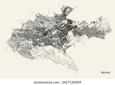 Vector city road map of Nairobi, Kenya