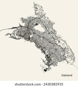 Vector city road map of Oakland California USA