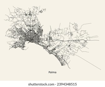 Vector city road map of Palma, Spain