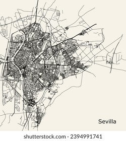 Vector city road map of Sevilla, Spain