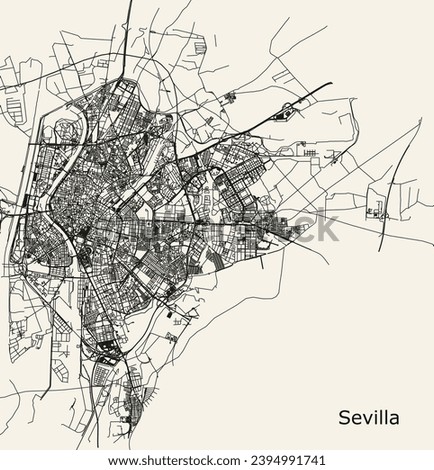 Vector city road map of Sevilla, Spain