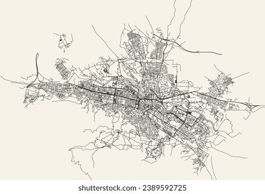 Vector city road map of Skopje, North Macedonia