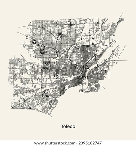 Vector city road map of Toledo, Ohio, USA