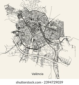 Stadtplan von Valencia, Spanien