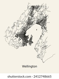 Vector city road map of Wellington, New Zealand