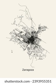 Vector city road map of Zaragoza, Spain