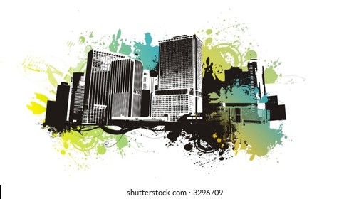 vector city scape,urban scene with grunge background