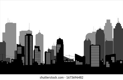 vector city silhouette with a beautiful view