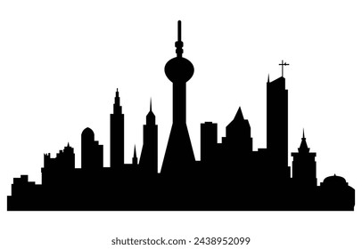 vector city silhouette black isolated white background