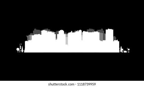 Vector city silhouette. Cityscape background. Illustration of architectural building in panoramic view. Modern city skyline. Big city streets. minimalistic style.