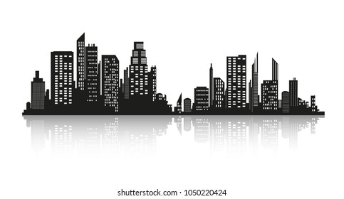 Vector City Silhouette Flat Style Modern Stock Vector (Royalty Free ...