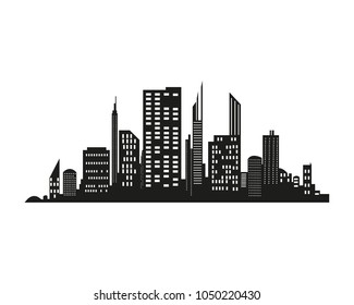 Vector city silhouette in a flat style. Modern urban landscape.vector illustration