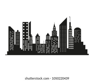 Vector city silhouette in a flat style. Modern urban landscape.vector illustration