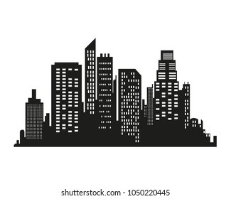 Vector city silhouette in a flat style. Modern urban landscape.vector illustration