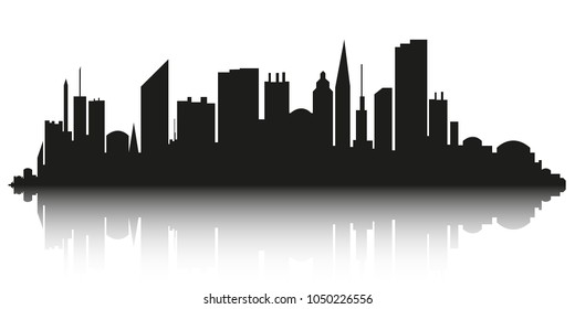 Vector city silhouette in a flat style. Modern urban landscape.vector illustration