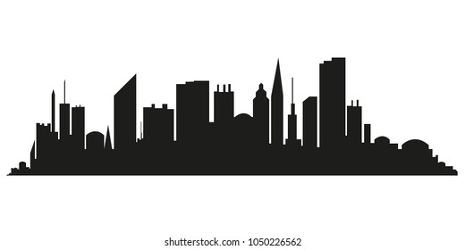 Vector city silhouette in a flat style. Modern urban landscape.vector illustration