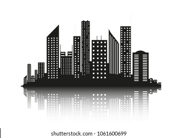 Vector city silhouette in a flat style. Modern urban landscape.vector illustration