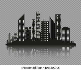 Vector city silhouette in a flat style. Modern urban landscape.vector illustration