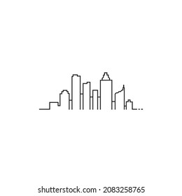 Silueta de ciudad vectorial en un estilo plano. Paisaje urbano moderno.ilustración vectorial