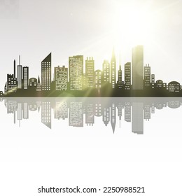 	
Vector city silhouette in a flat style. Modern urban landscape.vector illustration