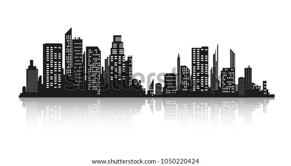 Vector City Silhouette Flat Style Modern Stock Vector (Royalty Free ...