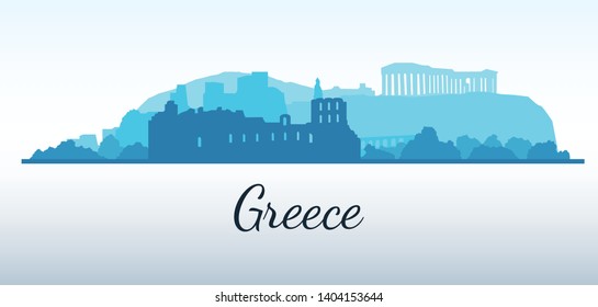 Vector city silhouette. Greece, Athenes