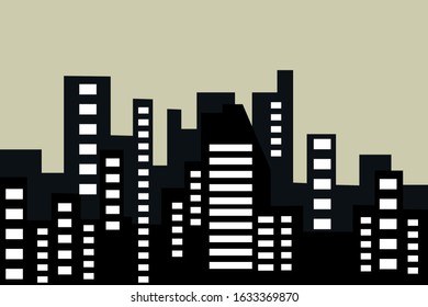Vector city silhouette icon with windows. Vector Illustration