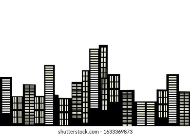 Vector city silhouette icon with windows. Vector Illustration