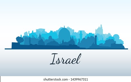 Vector city silhouette. Jerusalem, Israel mockup template